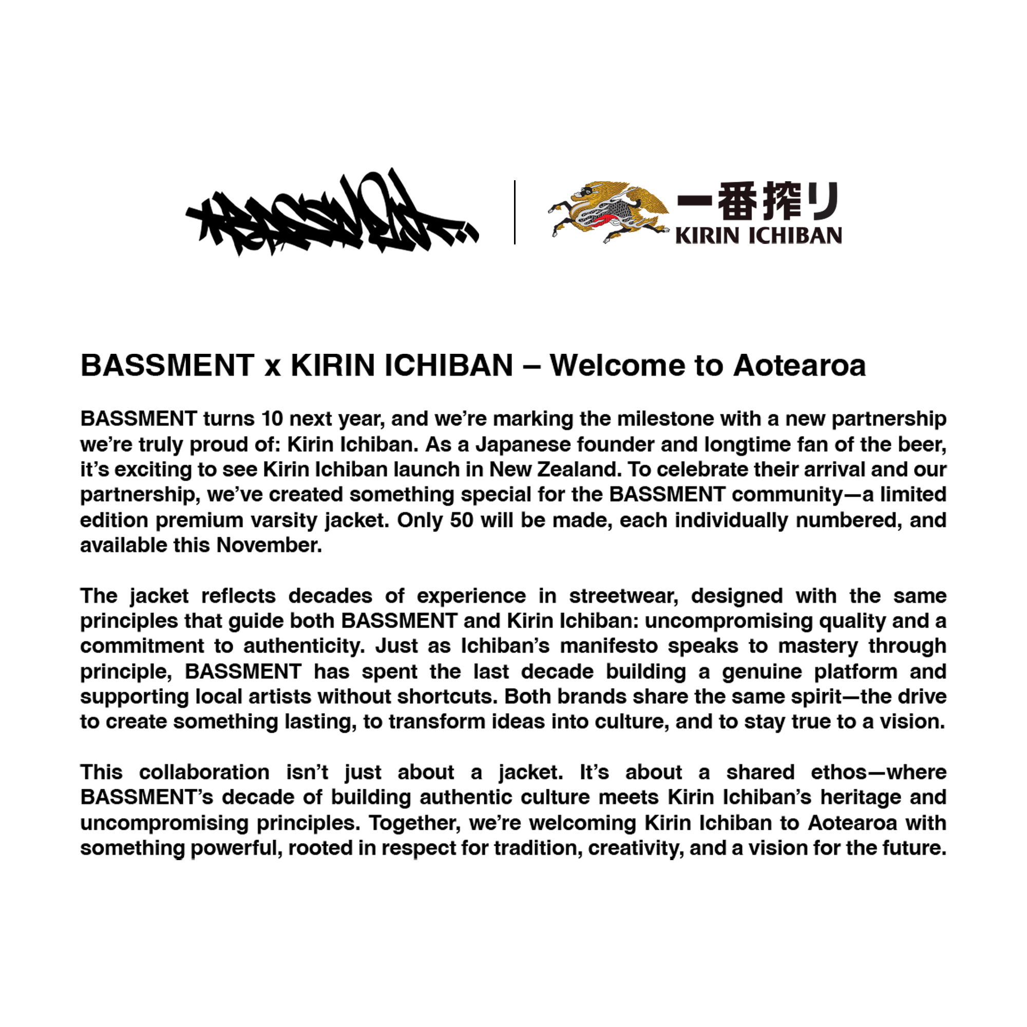 BASSMENT x KIRIN ICHIBAN - Varsity Jacket